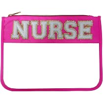 Dealkion Cheerleader-Geschenktasche Transparent Mit Chenille-Buchstaben – Make-up-Tasche & Kulturbeutel Für Mädchen & Damen In Pink