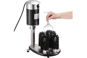 Duraaamo 5-Brush Electric Glass Washer - 1200 Cups/H, Upright Five Brush Wine Glass Cleaning Machine for Bar & Cafe, 1/3HP 120-240V