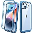 Diaclara Designed for iPhone 14 Case, Full Body Rugged Case with Built-in Touch Sensitive Anti-Scratch Screen Protector, with Camera Lens Protector for iPhone 14 6.1" (Blue and Clear)