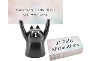 CYLDGNS Affirmation Card Deck for Women with Animal Holder, 31 Positive Daily Cards for Self-Care & Mindfulness, Gift for Her, Sister, Daughter, Niece, Mental Health & Manifestation Support (Cat)