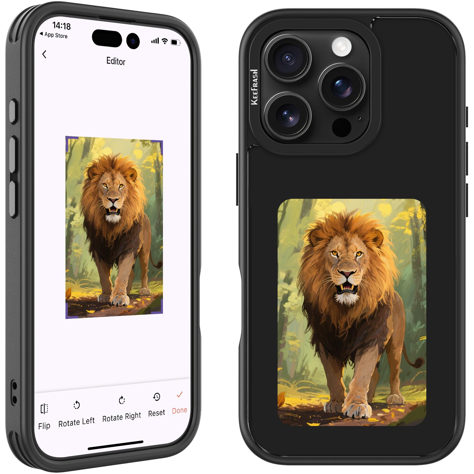 Photo 1 of Keefrash Upgraded Smart Ink Phone Case – 4.1" 4-Color E Ink Screen, 556×800 Resolution, NFC Digital Picture Phone Case, DIY Photo Transfer, Smart Ink Case Compatible with iPhone 16 pro max – Black