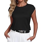 Lepunuo Cap Sleeve Tops for Women Summer Basic Tank Tops Casual Tee Shirts Trendy Cotton Shirts Spring Outfits