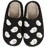 CATLJXL Pumpkin Slippers for Women Men Halloween Slippers Spooky Slides Soft Warm Plush House Shoes