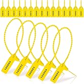 1000 Pcs Plastic Tamper Seals Fire Extinguisher Tags Security Tags Seals Safety Numbered Zip Ties Labels Safety Disposable Self Locking Signage 250 mm Length (Yellow)