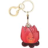 Leather Keychain Holder Case Compatible with AirTag,Cute Protective Cover with Keyring,Anti-Scratch Finder GPS Tracker Case for Wallet Keys,Bag,Pets(Bonfire Red)
