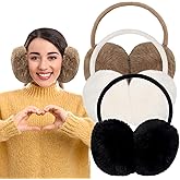 TAINAT 3 PCS Adjustable Winter Ear Muffs Faux Fur Warmers Cute Fuzzy Earmuffs Soft Warm Ear Covering for Women Girls