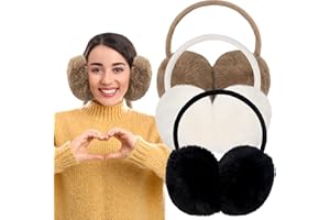 TAINAT 3 PCS Adjustable Winter Ear Muffs Faux Fur Warmers Cute Fuzzy Earmuffs Soft Warm Ear Covering for Women Girls