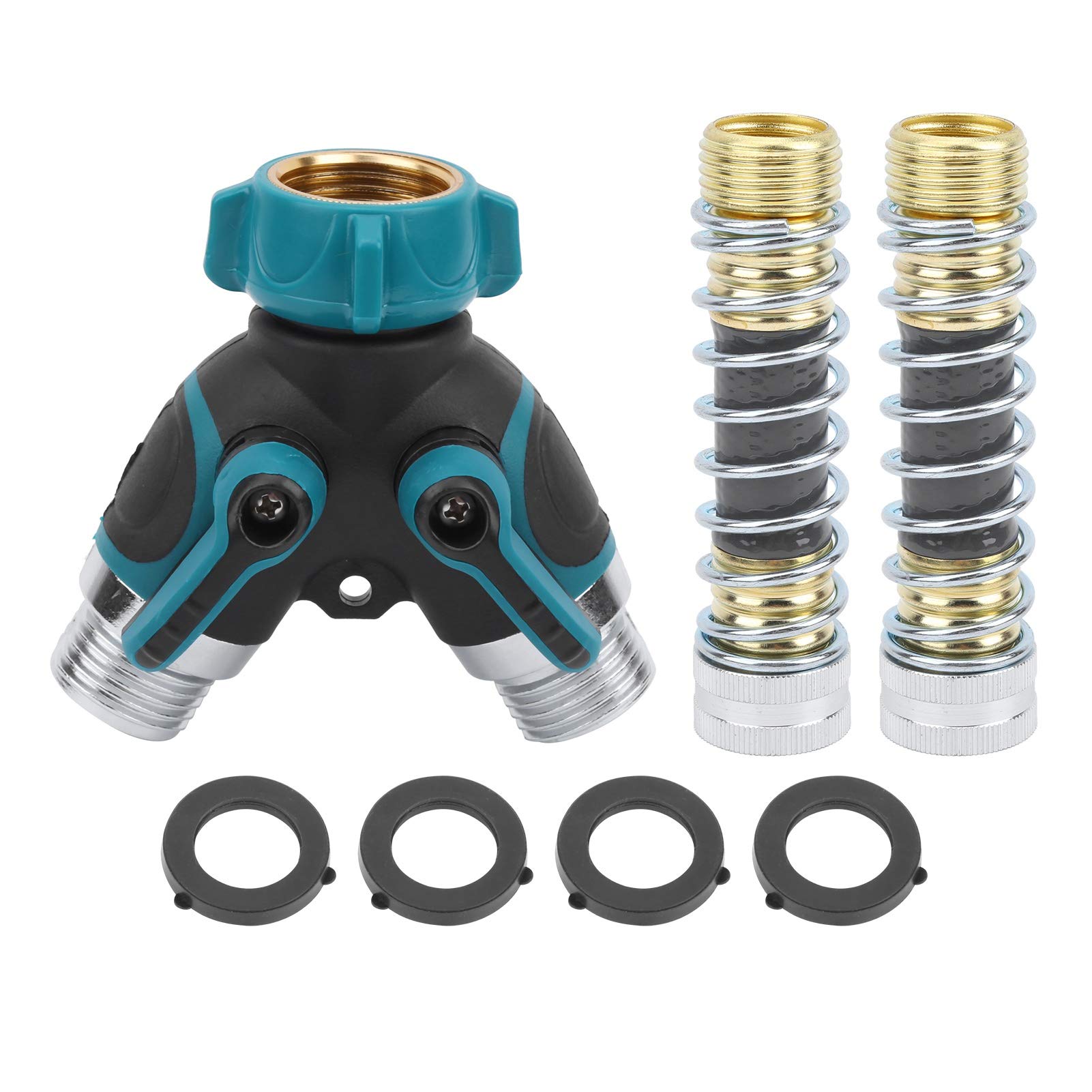 Y Hose Connector, 2 Way Y Hose Connector, Garden Hose Splitter Garden Water Pipe Splitter Anti Bending Durable Joint Set Spring, Barbed Hose Fittings