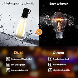 OHLUX 60FT Solar Globe String Lights