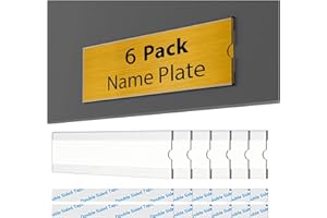 TONICE 6 Pack Acrylic Desk 2x8 Nameplate Holders, Acrylic Nameplate Holders, Wall Mount Transparent Nameplate Holders, Office Name Holders