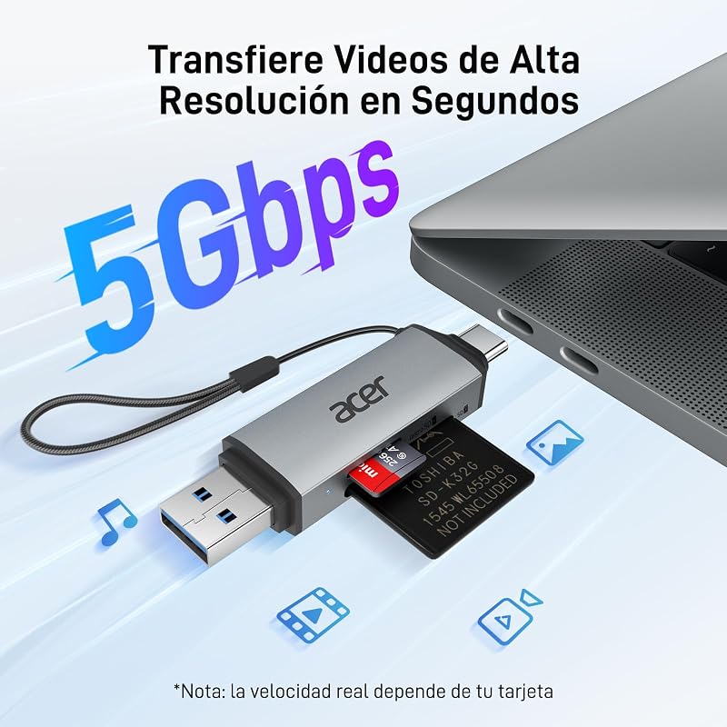 Leitor de Cartões SD/Micro SD, Adaptador de Leitor de Cartão