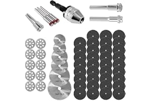 CULMKARI 60Pcs Rotary Cutting Wheels Tool Kit, Resin Cut Off Wheels Disc, Mini HSS Saw Blades Cutter, Diamond Cutting Kit with Mandrels for Wood Glass Plastic Stone Metal
