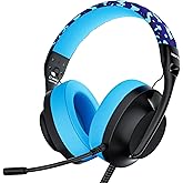 WIRWTRU S30 Gaming Headset with Microphone,198g Lightweight Design, Wired Gaming Headphones for Xbox, Xbox Series X|S, PS5, PS4, Switch, PC, Noise Cancelling Mic, Soft Earmuffs (Blue)