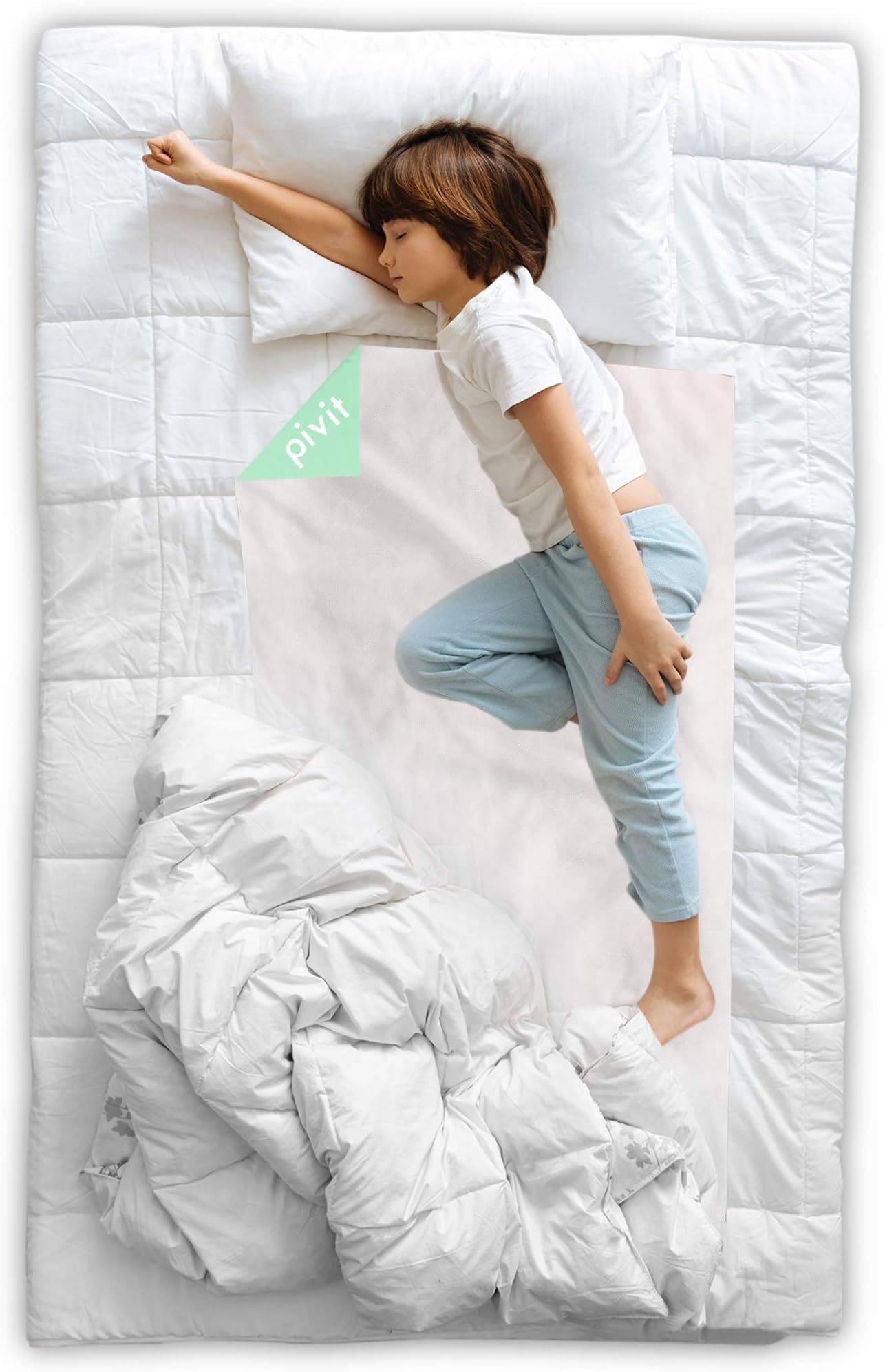 Pivit Washable Incontinence Underpads | Green, Pack of 4 | Large Waterproof Reusable Bed Pads, 34" x 36" | Resists Staining and Protects Furniture | Perfect for Children, Adults, Dogs, Cats or Bunny