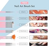 URAQT Nail Art Brushes Set 15pcs Painting Pen & 5pcs Dotting Tools Kit DIY view 2
