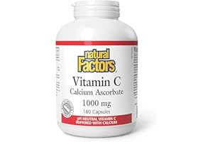 Natural Factors Vitamin C Calcium Ascorbate 1000 mg - 180 Capsules, HIGH POTENCY, pH Neutral Vitamin C Buffered with Calcium,