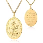 jiamiaoi St Michael Pendant Necklace for Men Women, Saint Christopher Medal Necklace Archangel St Michael Protection Necklaces Christian Jewelry, Mens Chain 20in/22in/24in/26in