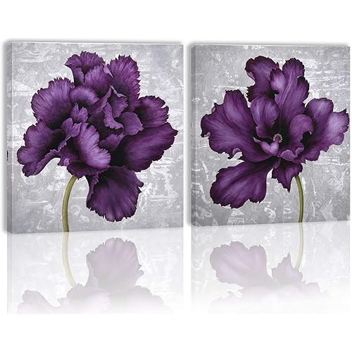 Purple Flower Wall Art Decor Canvas Painting Kitchen Prints Pictures for Home Living Dining Room