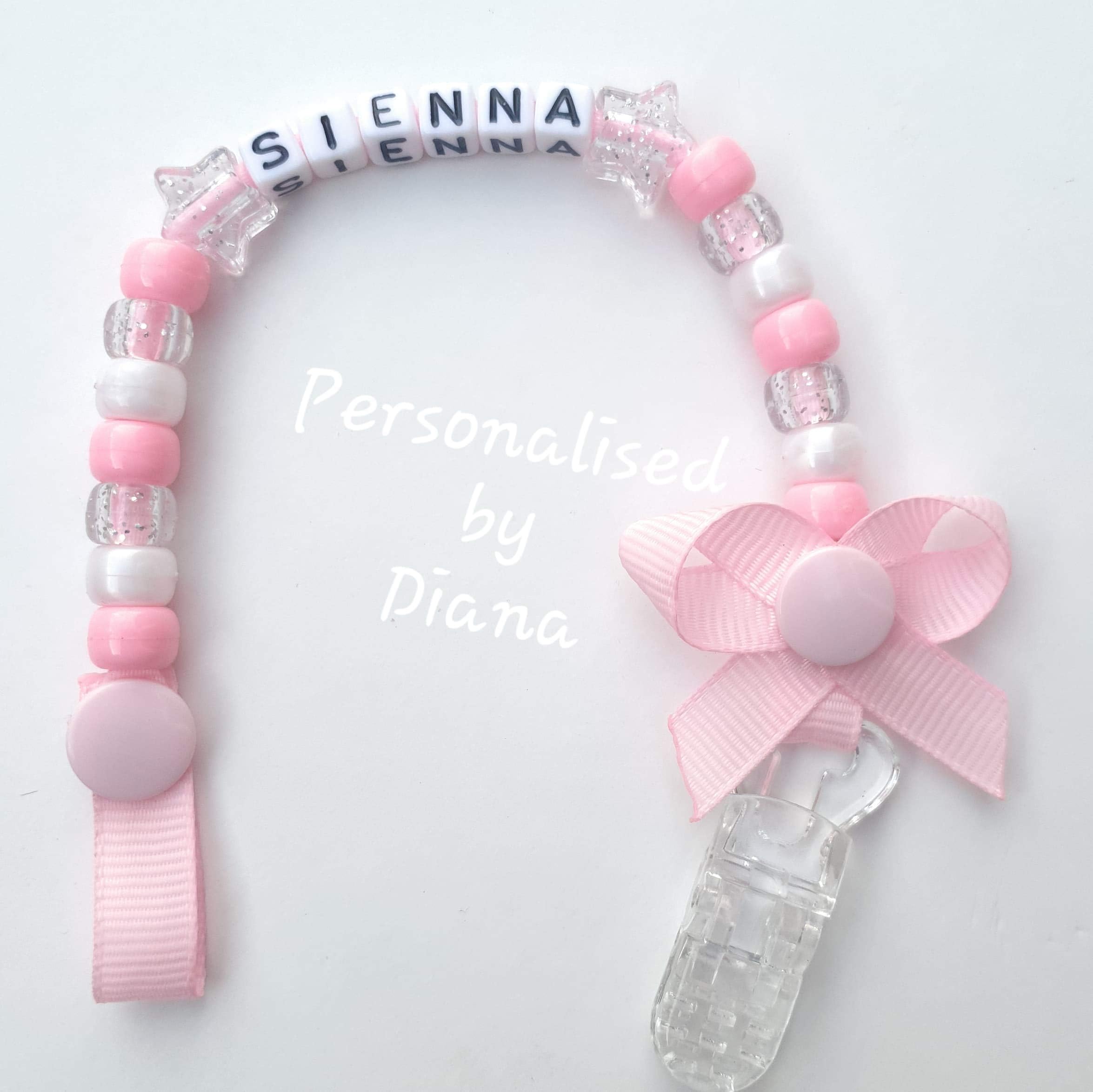 Personalised Dummy Clips Soother Chain Pacifier Lots Of Designs All Handmade To Your Specification