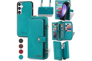 QIXIU for Samsung Galaxy S23 FE Wallet Case: 3-in-1 Detachable, Magnetic, PU Leather, 13 Card Slots, Shoulder Strap(Blue)