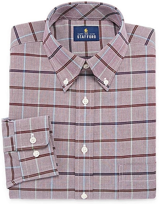 Stafford Travel WrinkleFree Stretch Oxford LongSleeve Dress Shirt