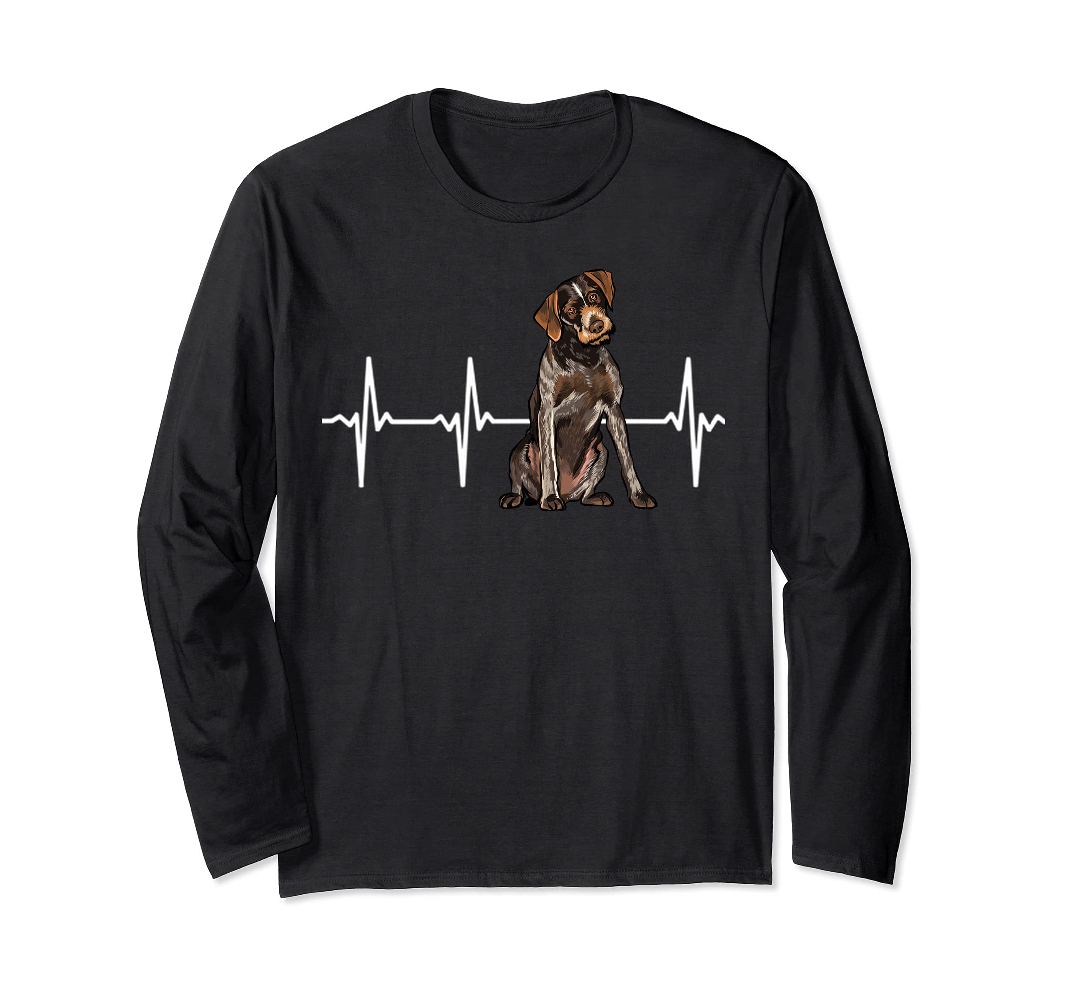 German Wirehaired Pointer Heartbeat Dog Lover Long Sleeve T-Shirt