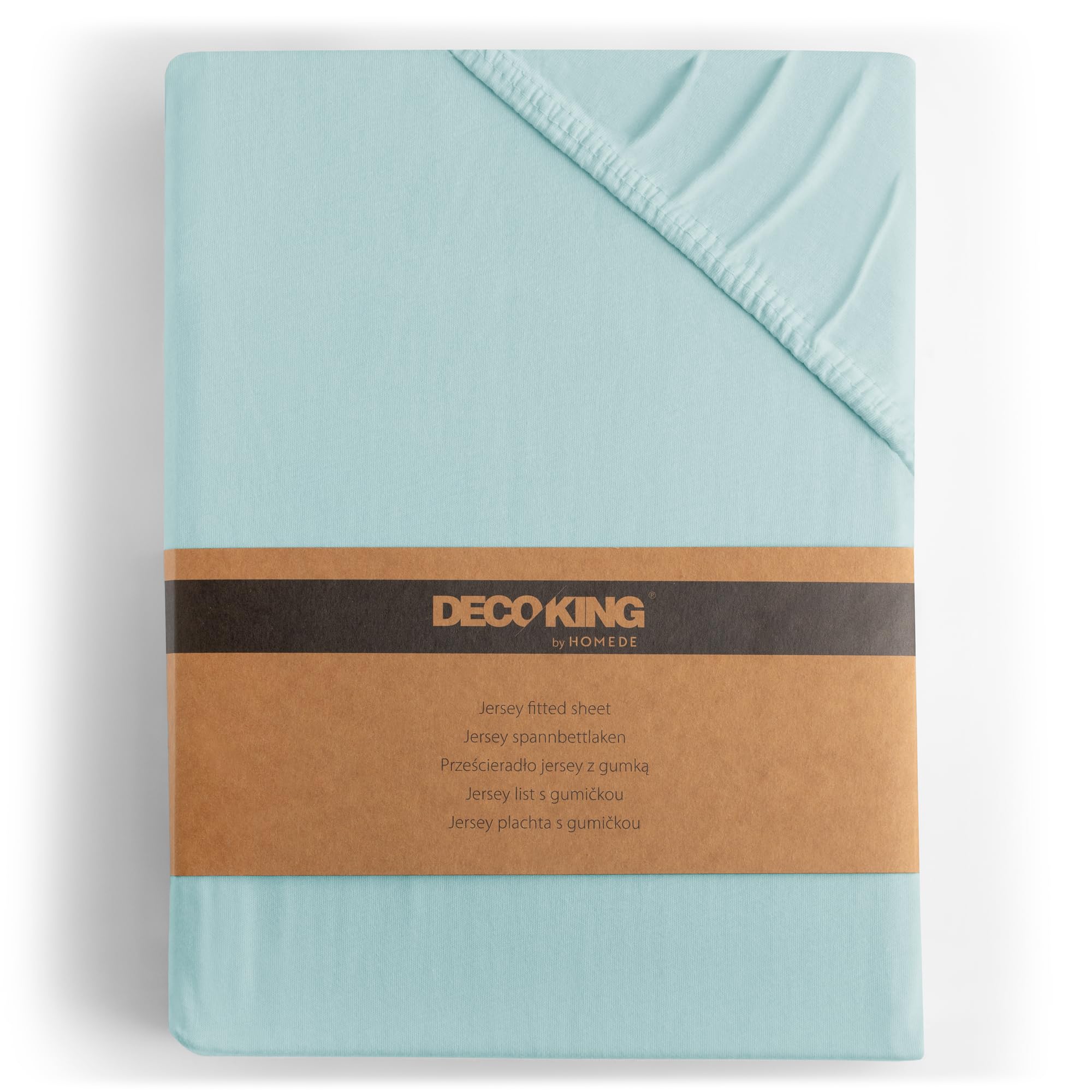 DecoKing Fitted Sheet Emperor 100% Combed Cotton Soft Jersey Bed Sheet 180x200-200x200 cm Light Blue Amber