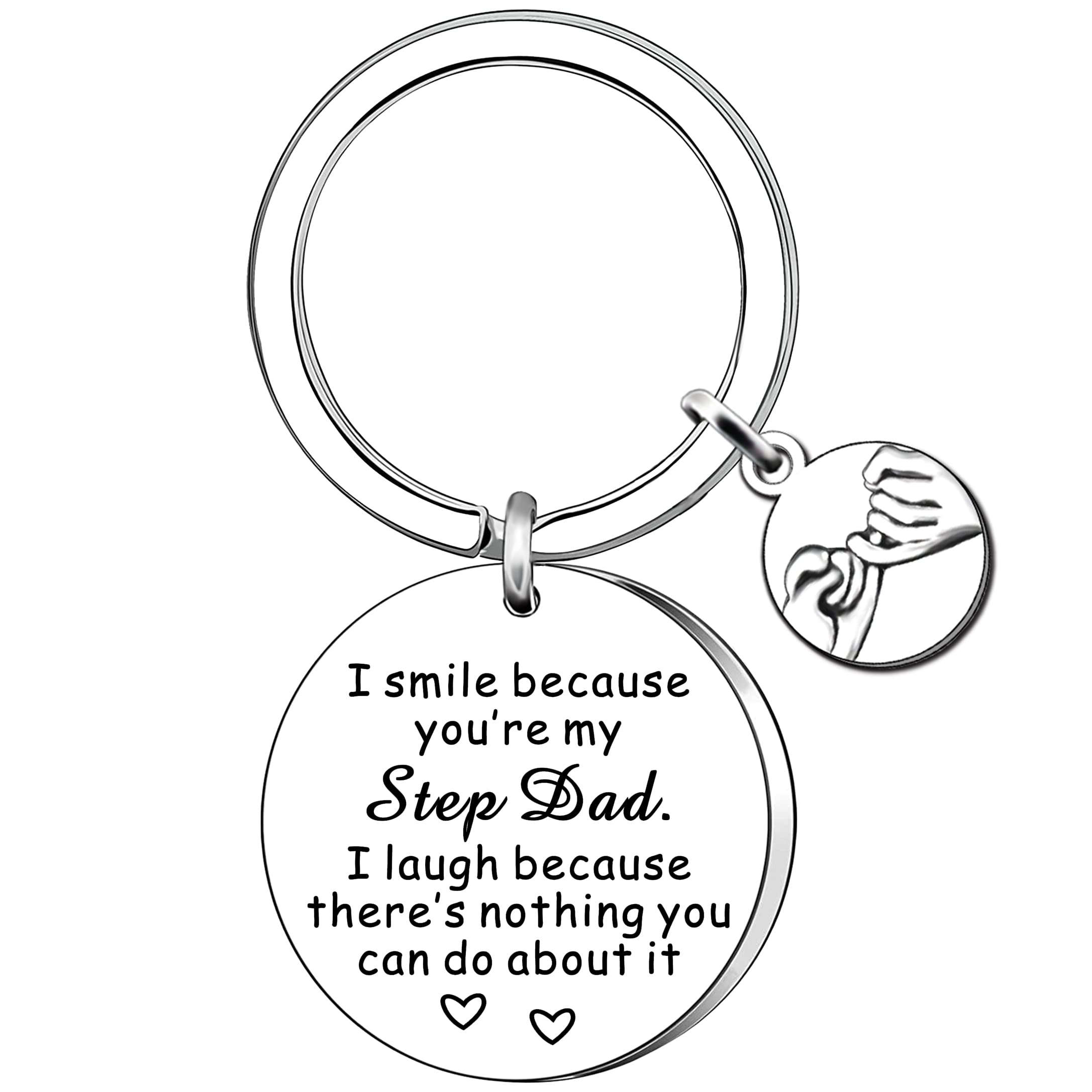 AMZQ Funny Step Dad Gifts Step Dad Fathers Day Gift Birthday Christmas Keyring Present