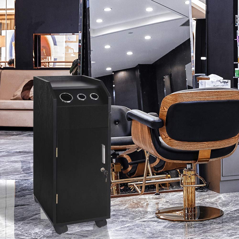 nozama Salon Storage Trolley Cart with 4 Drawers Lockable SPA Beauty Rolling Trolley Cart Storage Organizer Hair Salon Utility Cart with Hair Dryer Holder (Black): Beauty