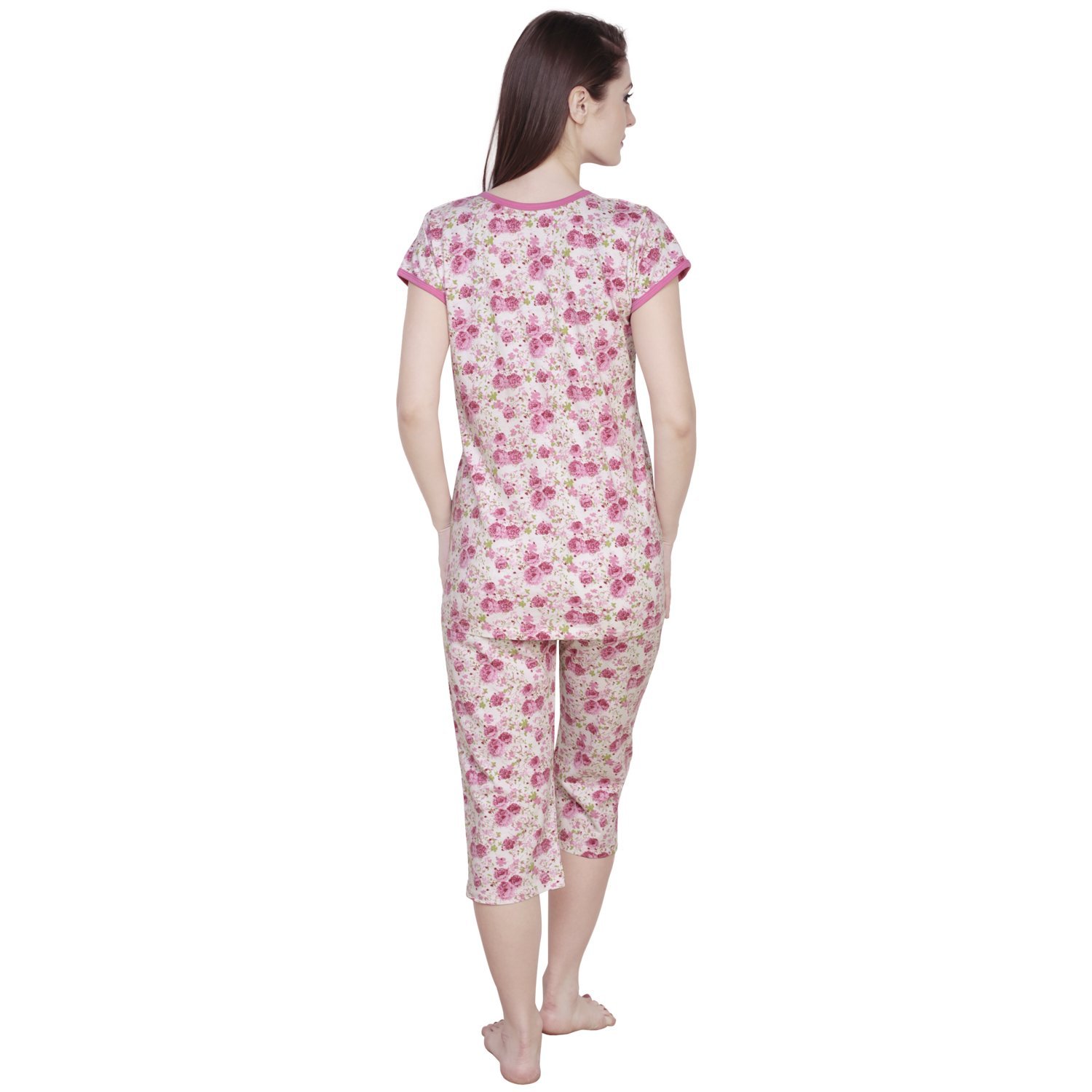 claura floral print cotton capri-top