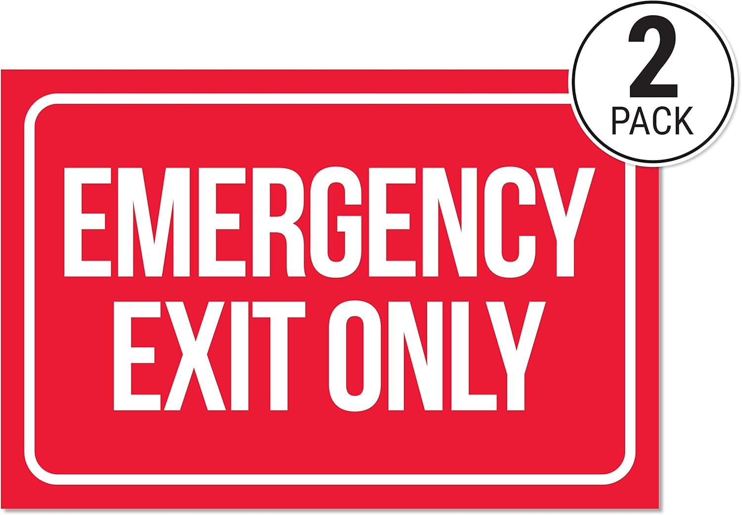 Emergency Exit Only Sticker Signs (Pack of 2) Large Decals for Doors