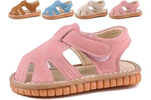 CINDEAR Baby Boys Girls Squeaky Sandals Summer Closed-Toe Anti-Slip Premium Rubber Sole Toddler First Walkers Shoes