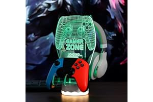 Light up Headphone Controller Holder, 16 Colors 3D LED Lights Gamepad Headset Stand, Game Controller Hanger for All Universal