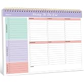 Taja Weekly To Do List Notepad, Undated Weekly Planner Pad, 8.5" x 11" | Large Desk Planner, Weekly Task Planning, College School Supplies, for Home and Office, 52 Sheets, Violet Dream