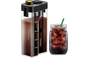 MAVOCOFFEE MAVO Cold Brew Coffee Maker, Iced Coffee Maker and Tea Brewer, 34 oz BPA Free Tritan Pitcher, 100% Leak-Proof, Compact, Durable, Easy to Clean Reusable Mesh Filter, Black