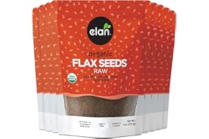 Elan Organic Flax Seed, Whole Seeds, Raw Seeds, Non-GMO, Vegan, Gluten-Free, Kosher, High in Fiber, Gels Easily, 8 pack of 9.7 oz