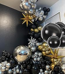 14pcs Black Foil Balloons Mylar Balloons 22in 15in