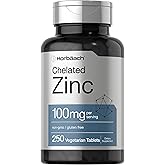 Horbäach Chelated Zinc Supplement 100mg | 250 Tablets | High Potency & Superior Absorption | Vegetarian, Non-GMO, Gluten Free