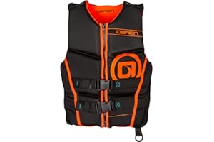 O'Brien Flex V-Back Life Jacket – Coast Guard Approved Adult Life Vest with Flex Fit Design, Lightweight Foam & Front Zip Closure for Watersports, Boating, and Jet Skiing