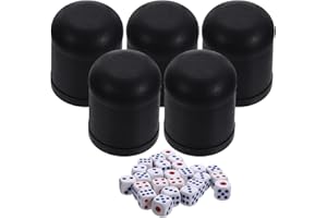 Yardwe Dice Cup Set with 5 Black Plastic Shaker Cups and 25 Dice for Party Games Family Gatherings Board Game Accessories 3.7