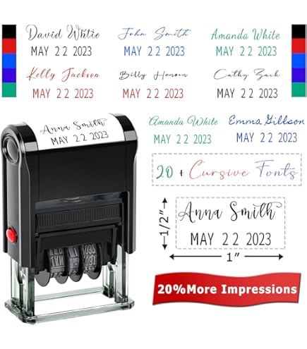 Custom Dater Stamp | Large 6x4cm Personalised Date Stamp. 6 Text Lines. Choice Of Ink Colour, Font
