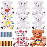 HAPGFS 8Pcs Bear Party Favor Bulk Toys Mini Plush Bear Stuffed Animals Small Bears Keychain for Valentine Birthday Wedding Goodie Bag Stuffer Party