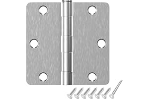 HOSOM 6 Pack Satin Nickel Door Hinges 3.5 Inch Heavy Duty Interior Door Hinge with 1/4" Radius 3-1/2 Brushed Nickel Door Hinges