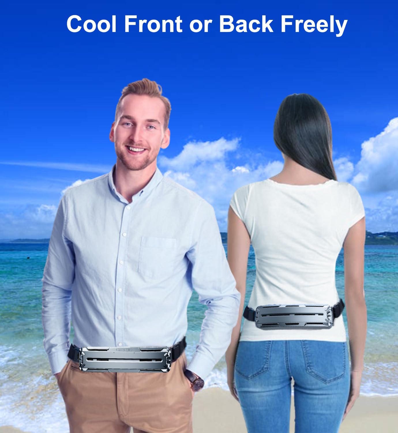 Portable Waist Fan with 2 Cooling Plates, Wearable Belt Clip on Fan 5000mAh Rechargeable 3 Speeds 6000RPM Strong Airflow, Personal Travel Body Shirt Fans for Outdoor Work Camping Fishing