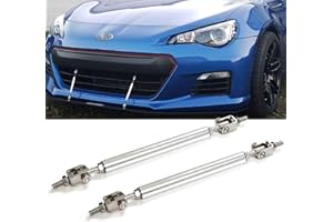 X XOTIC TECH Xotic Tech 2pc Adjustable 10"-13" Front Bumper Lip Splitter Diffuser Strut Rod Tie Bars Compatible with Most Vehicles [Silver]