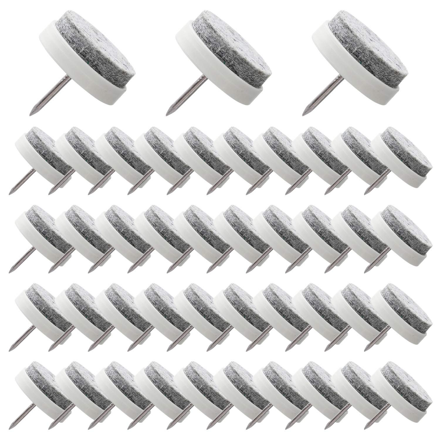 Flying swallow Furniture Felt Pads - 50 Pack Furniture Pads, 24mm Diameter Felt Pads. Chair Leg Floor Protectors with 4mm Thick Felt to Protect Hard Flooring from Scratches(White)