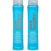 Pure Brazilian Anti-Frizz Daily Shampoo & Conditioner, Salt-Free & Color Safe, Enriched with Keratin, Argan Oil & Acai, 13.5 Ounce (400 Milliliter)