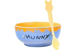 Silver Buffalo Disney Winnie the Pooh Hunny Pot Ceramic Bowl with Color Changing Spoon, 28 Ounces