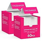 FACEMADE 120 Count XXL Disposable Face Towels 12" × 12", 100% USDA Biobased Face Towelettes Disposable, Clean Facial Towels for Makeup and Clean Skin, Super Soft and Thick Dry Wipes Club