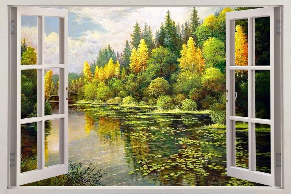 Nature Landscape Painting 3D Window Decal Wall Sticker Home